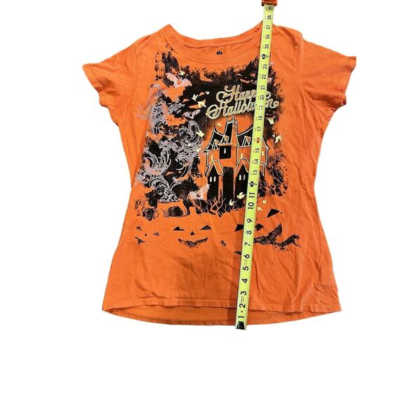 Women's Happy Halloween Shirt L (14-16) Haunted house Bats Pumpkin - Picture 2 of 5